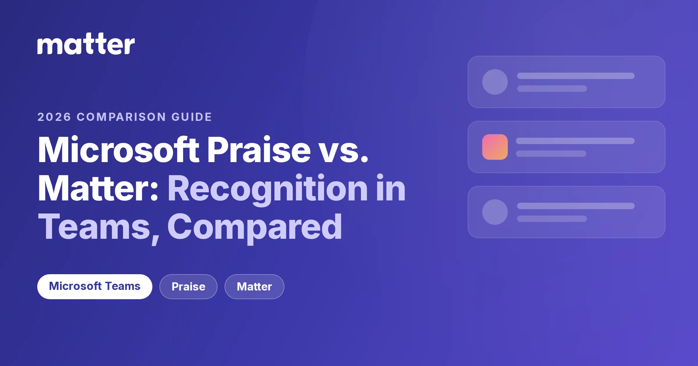Microsoft Praise vs. Matter: recognition in Microsoft Teams compared, 2026 guide