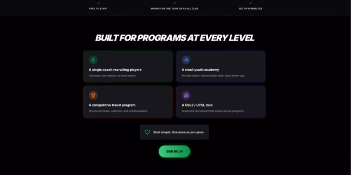 clubz landing page