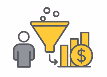 Sales funnel stages from awareness to retention illustrated in marketing diagram