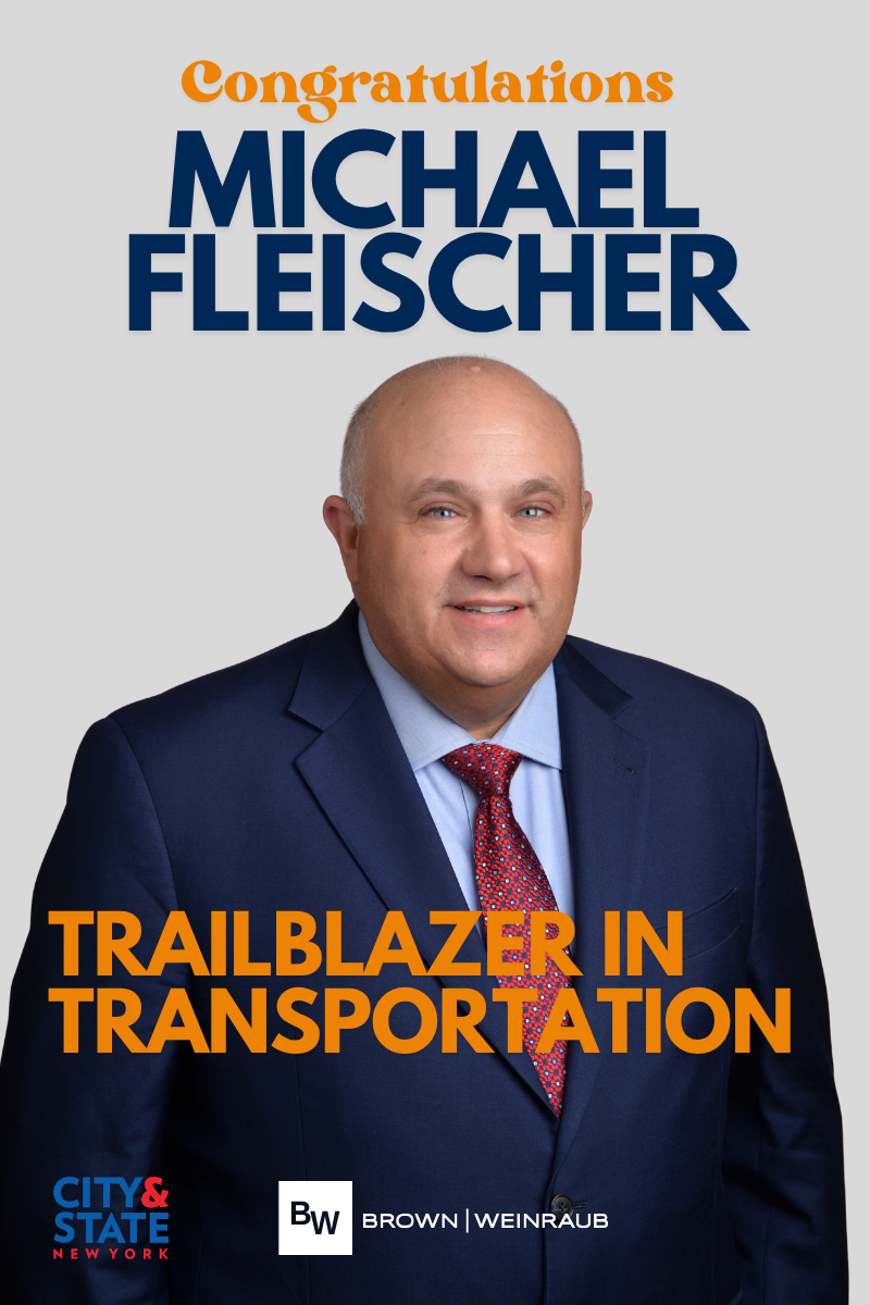 Michael Fleischer headshot and text reading trailblazer in transportation