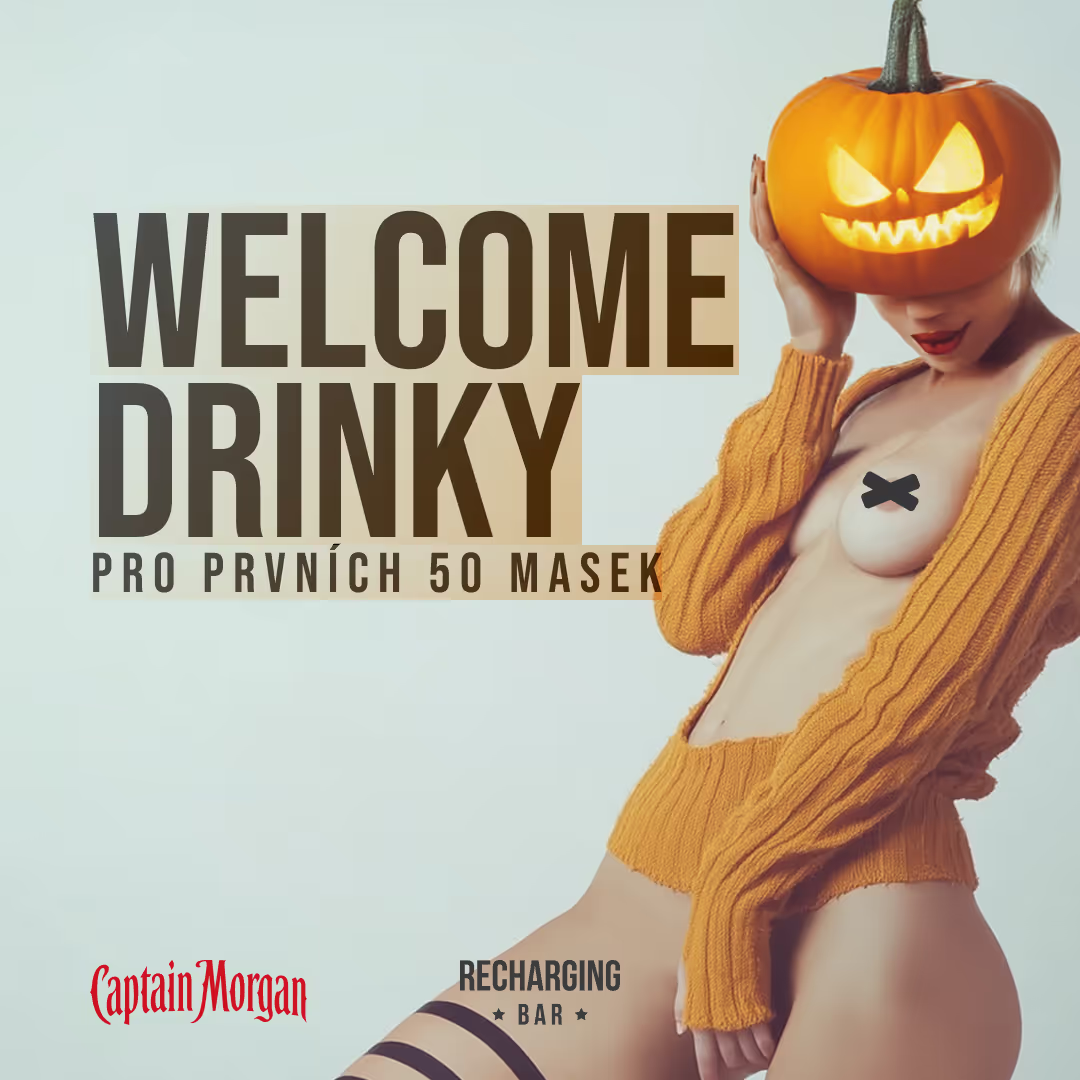 Welcome drink pro prvních 50 příchozích v maskách.
