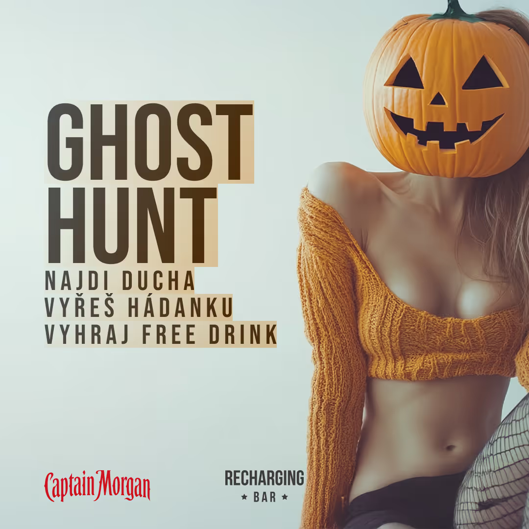 Ghost hunt během večera. Najdi figurku ducha, vyřeš hádanku a vyhraj drink zdarma.