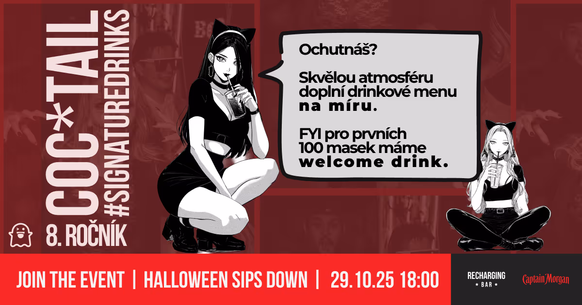 Drinkové menu na míru. Pro prvních 100 masek máme welcome drink.