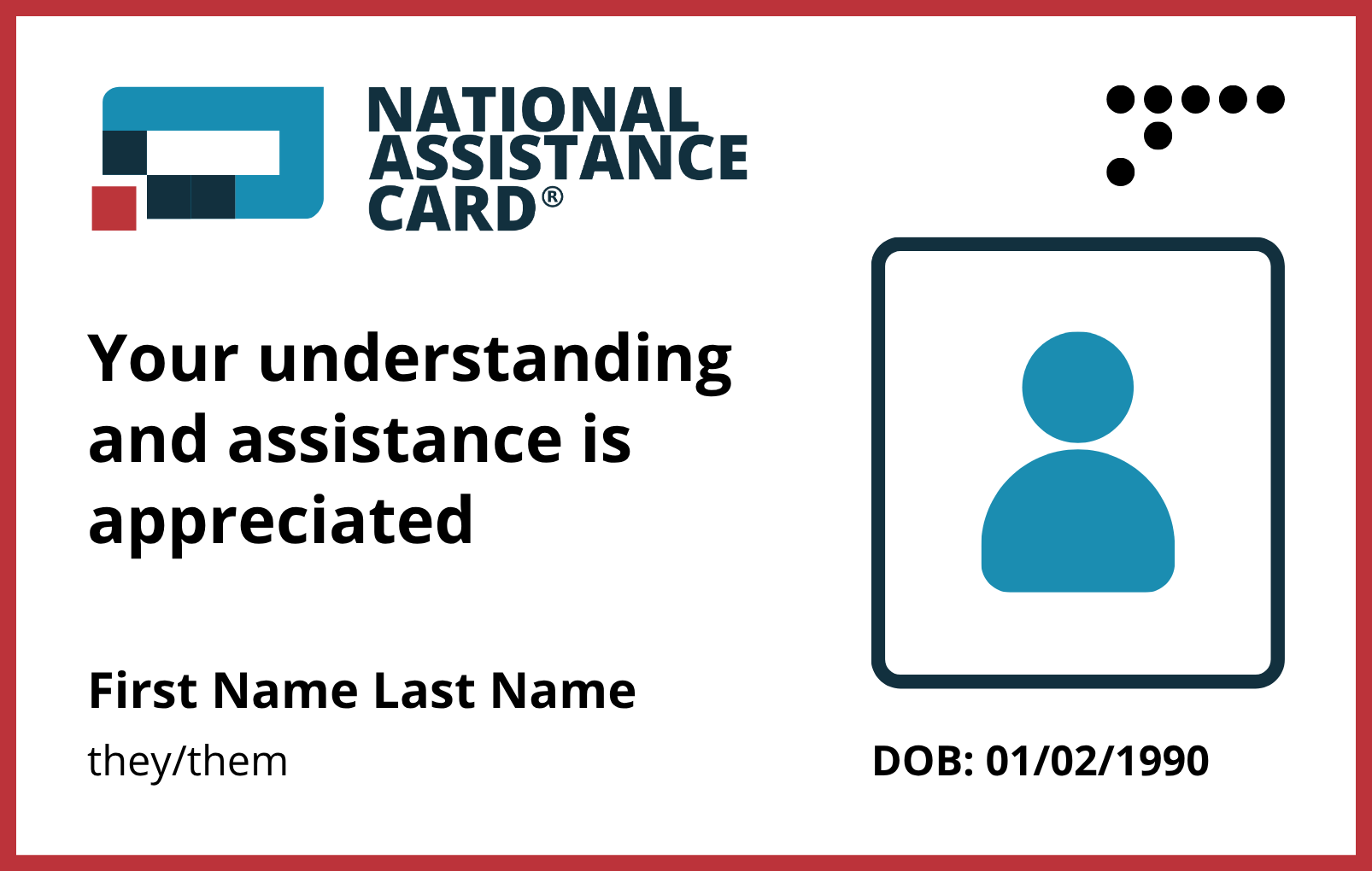 The front of National Assistance Card