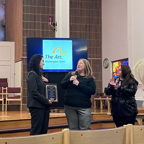 Rep Farivar accepting an award