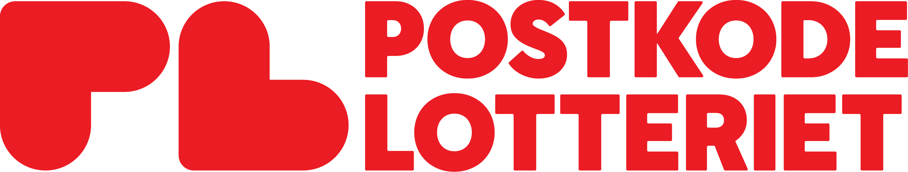 Postkodelotteriets logo i rødt