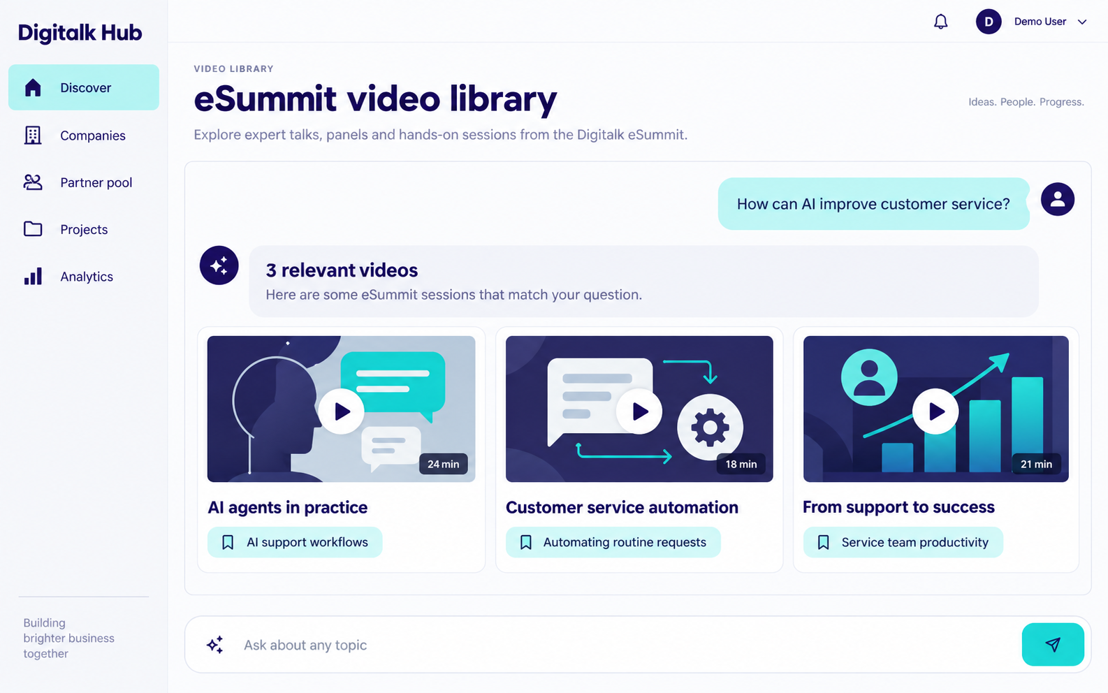 AI-generált illusztráció: AI-keresés a videótárban, releváns videótalálatokkal
