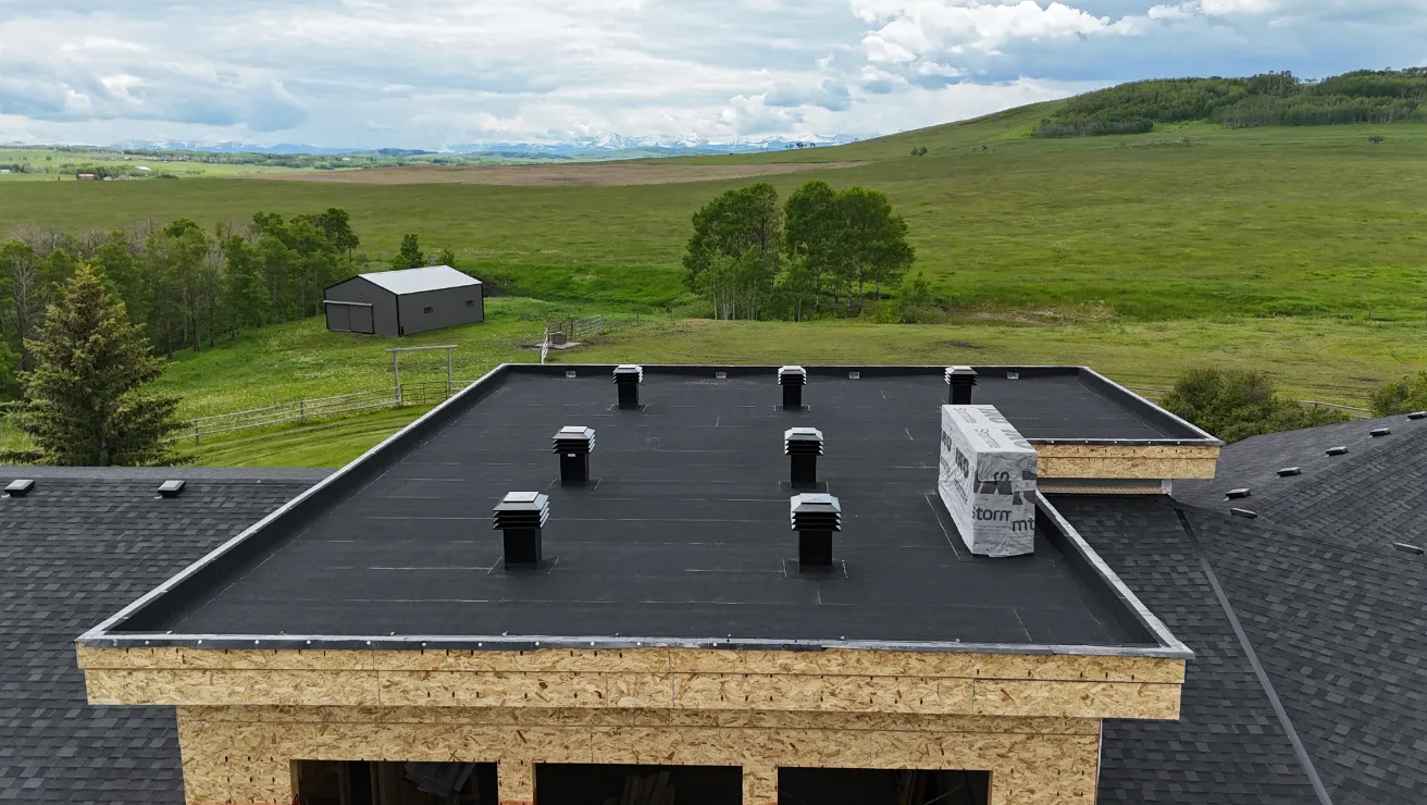 Flat Roof replacement in Red Deer, courtesy of Epic Roofing.