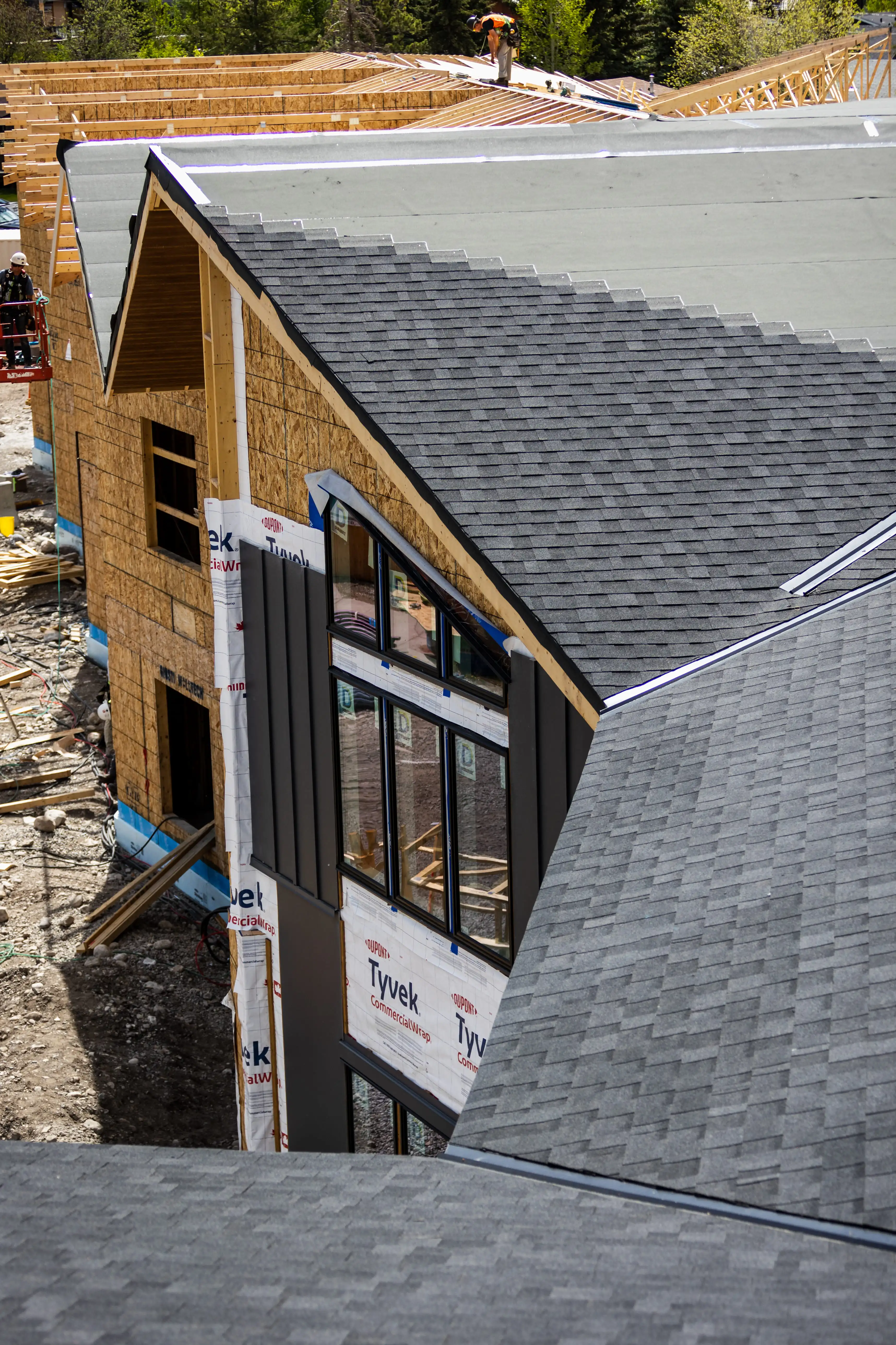 James Hardie siding being installed on a new home under construction.