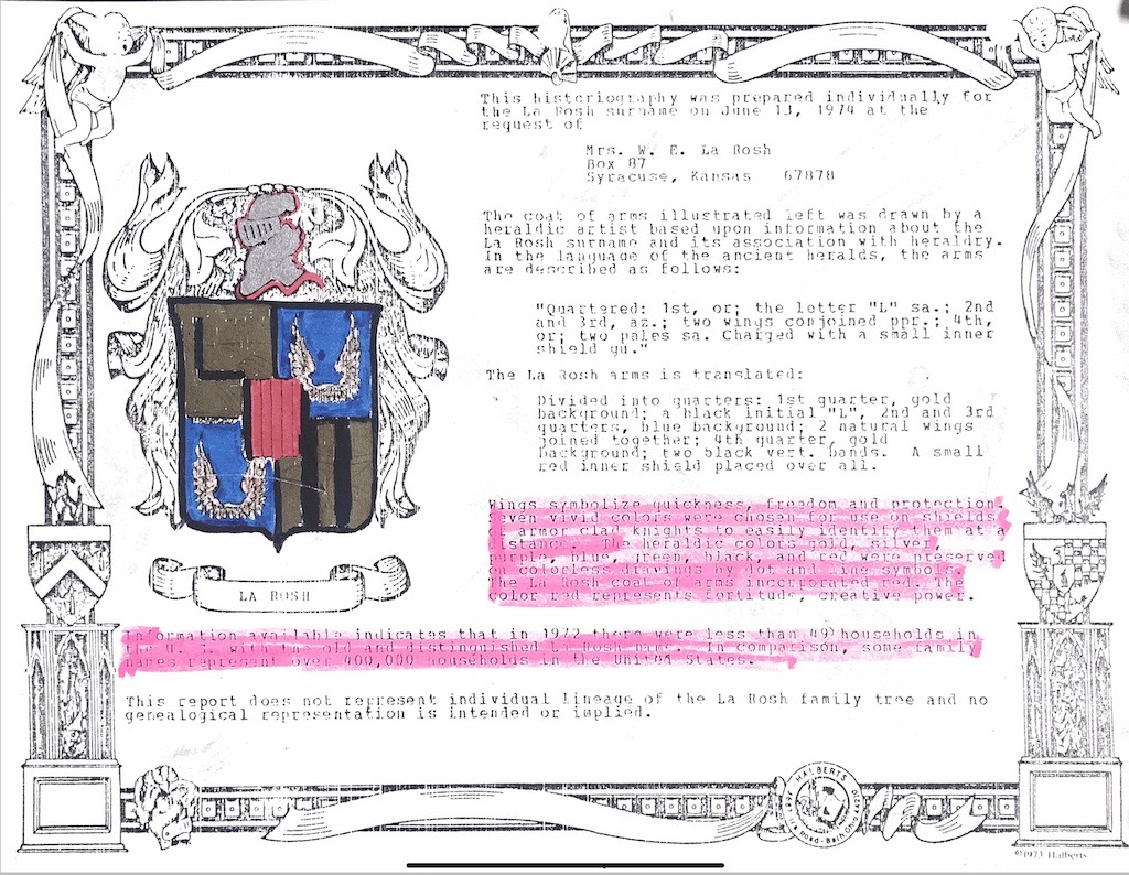 Coat of arms for LaRosh family