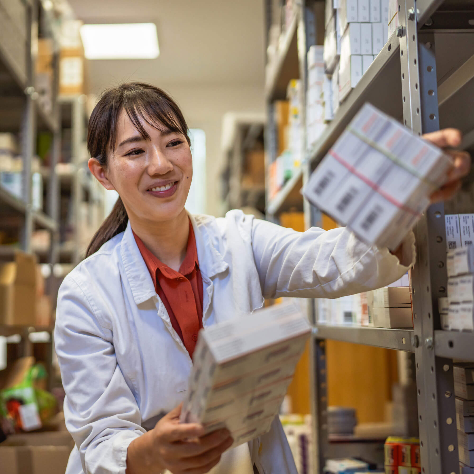 A pharmacist filling a prescription
