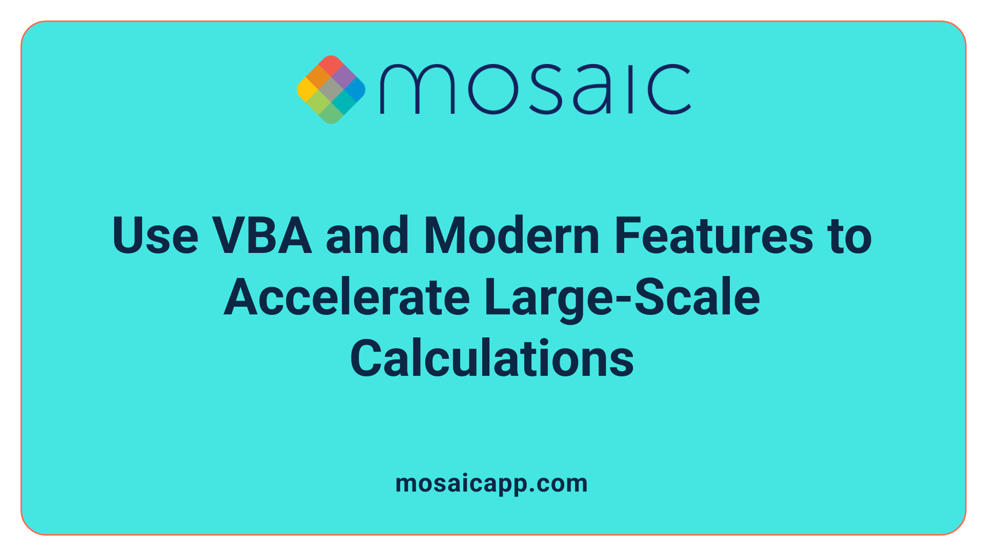 Use VBA and Modern Features to Accelerate Large-Scale Calculations