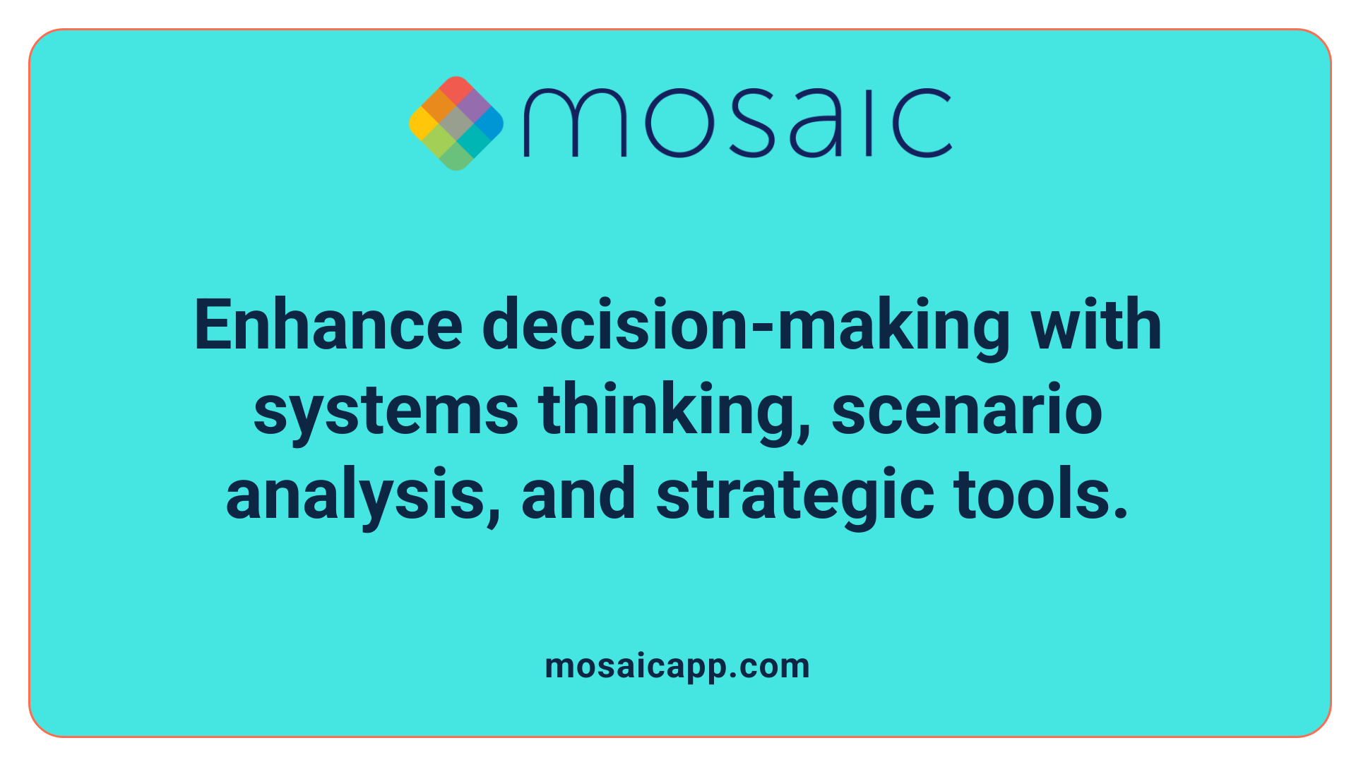 Enhance decision-making with systems thinking, scenario analysis, and strategic tools.