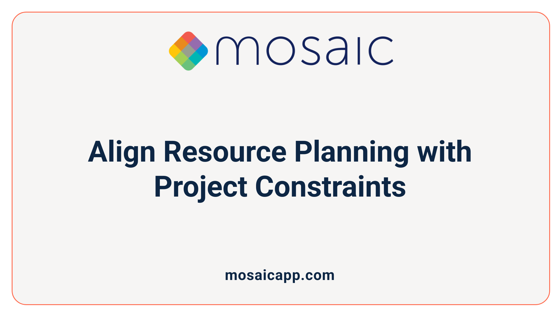 Align Resource Planning with Project Constraints