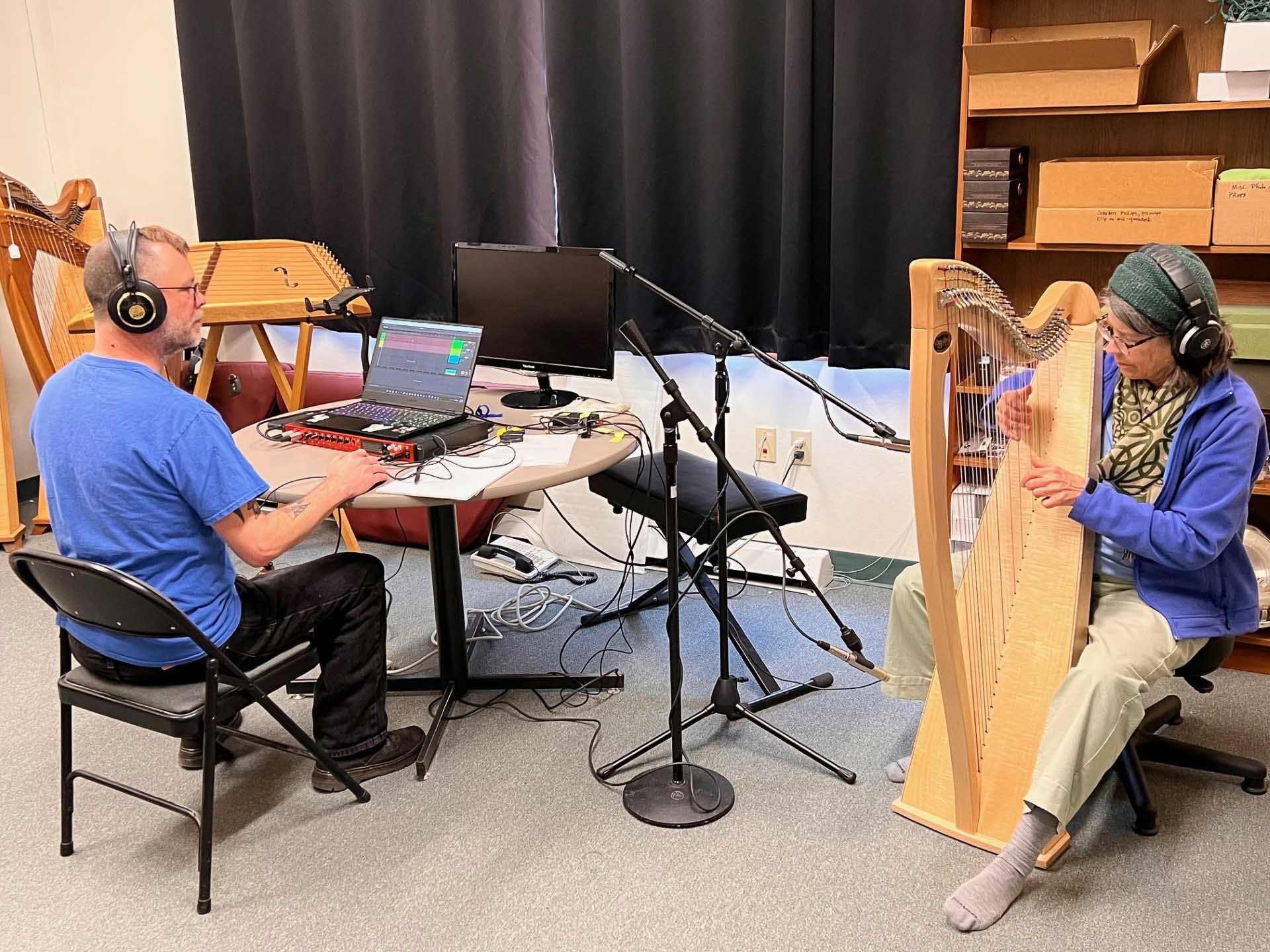 Harpist Margot Krimmel playing a maple FH34S during our recent recording session.