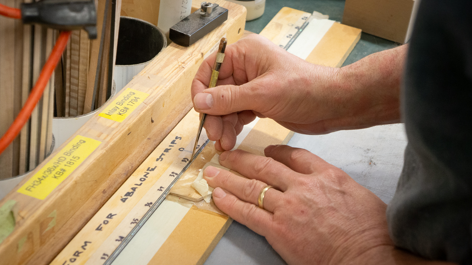 Cutting the abalone strips