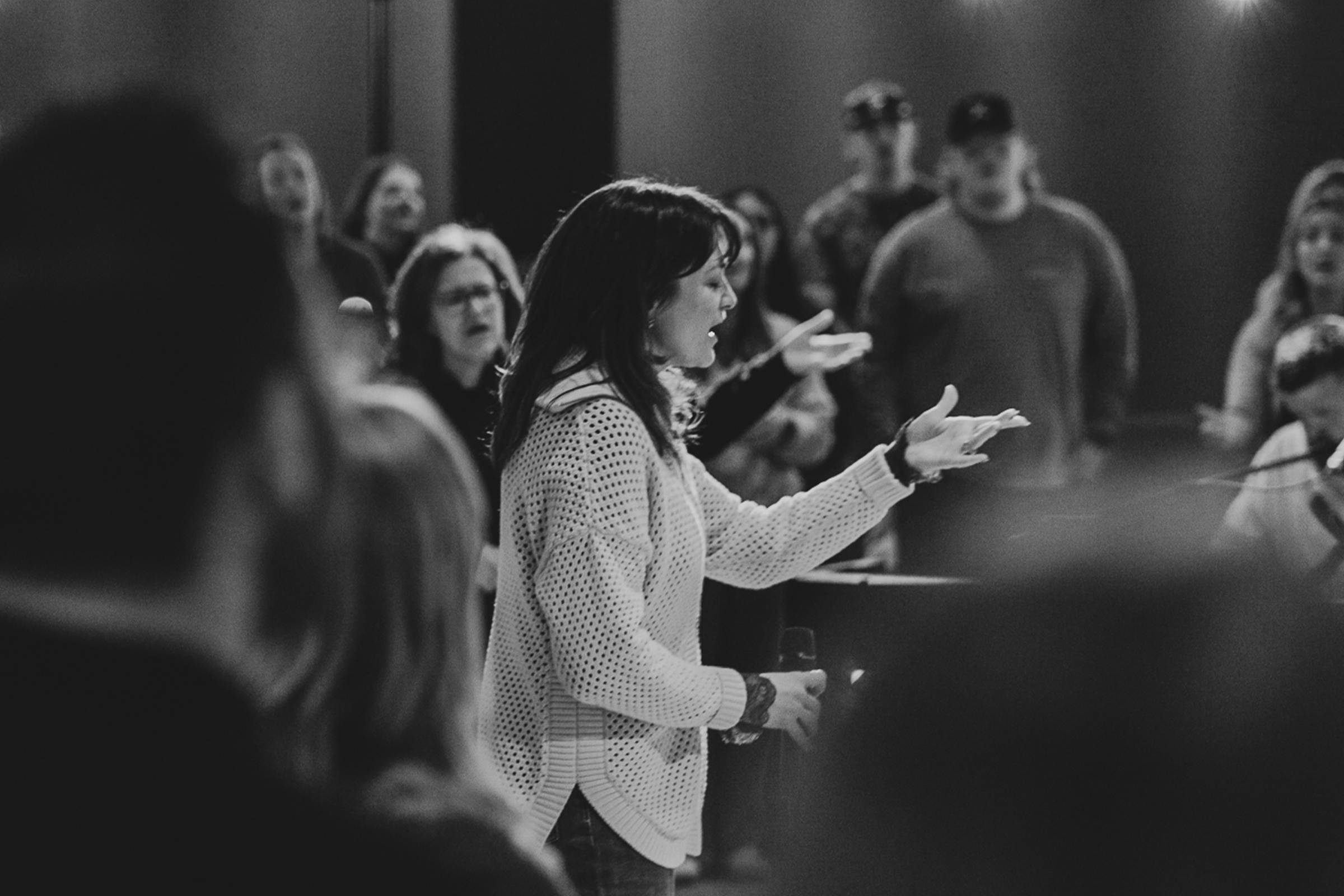 A student worshiping