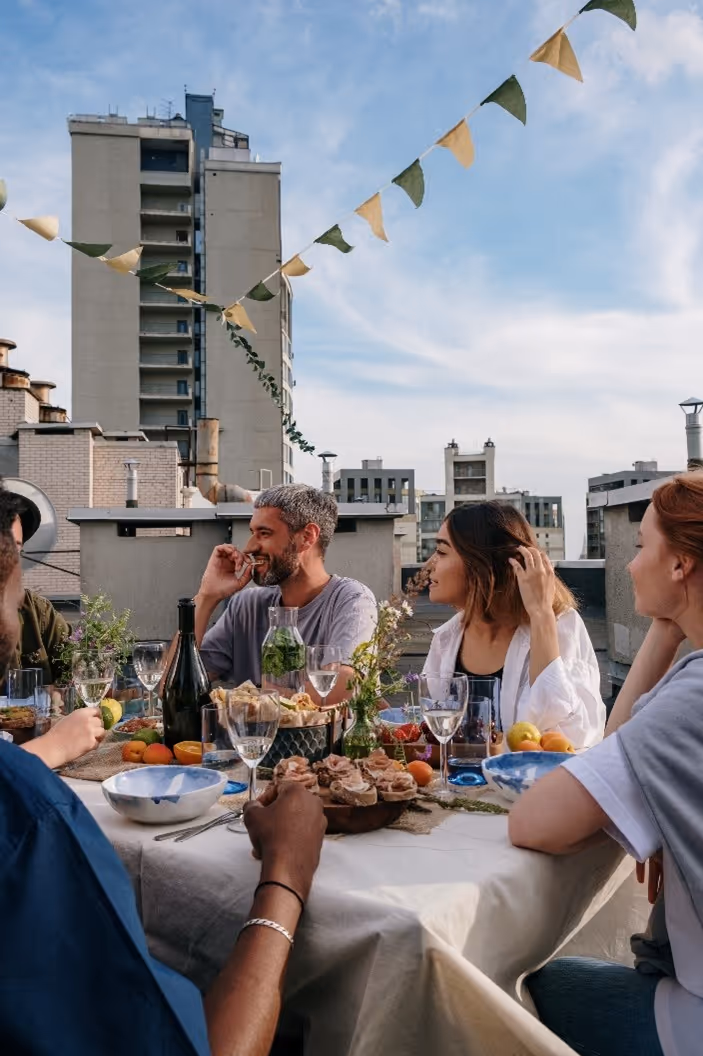 Rooftop party with friends