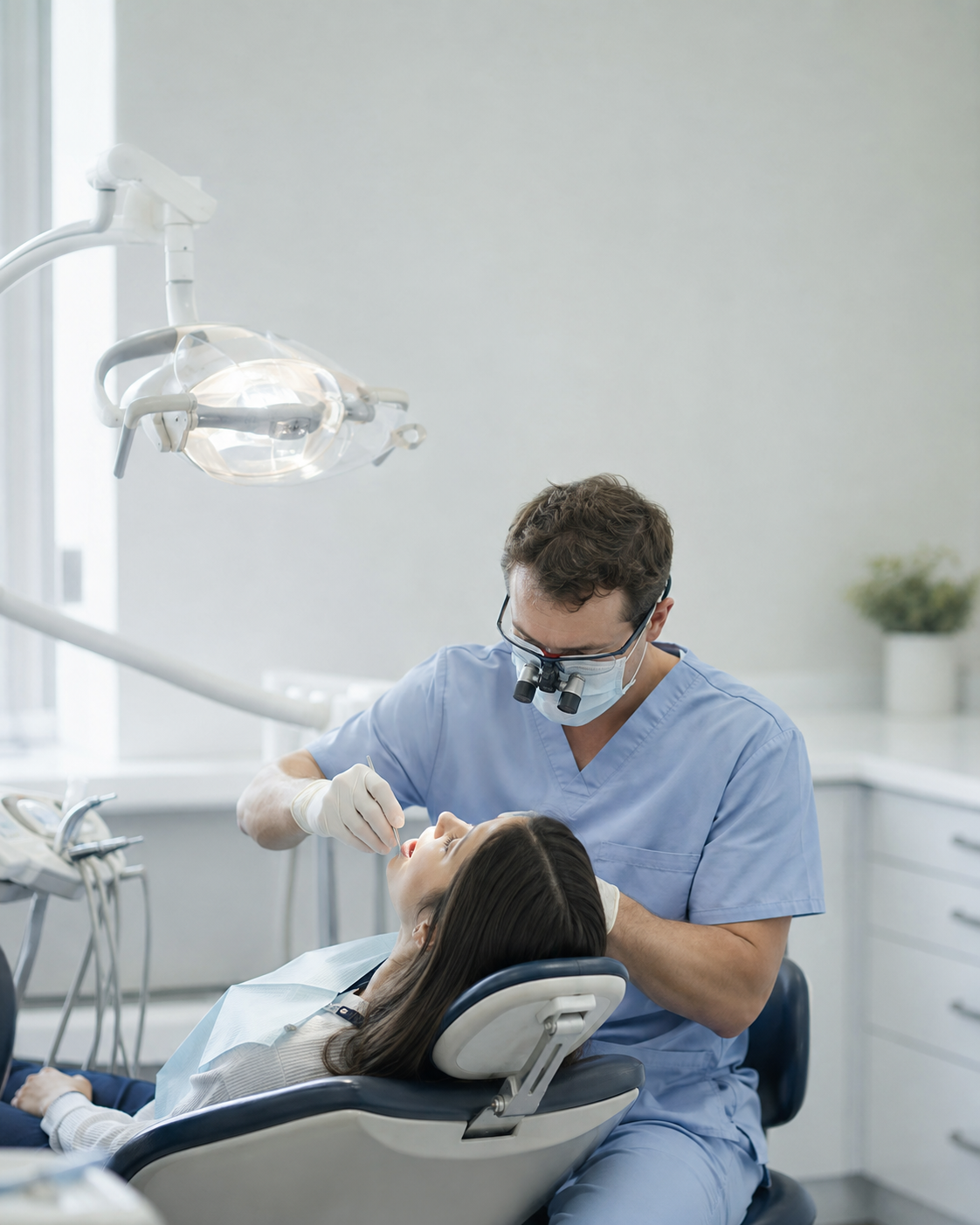 A dental team member with a patient