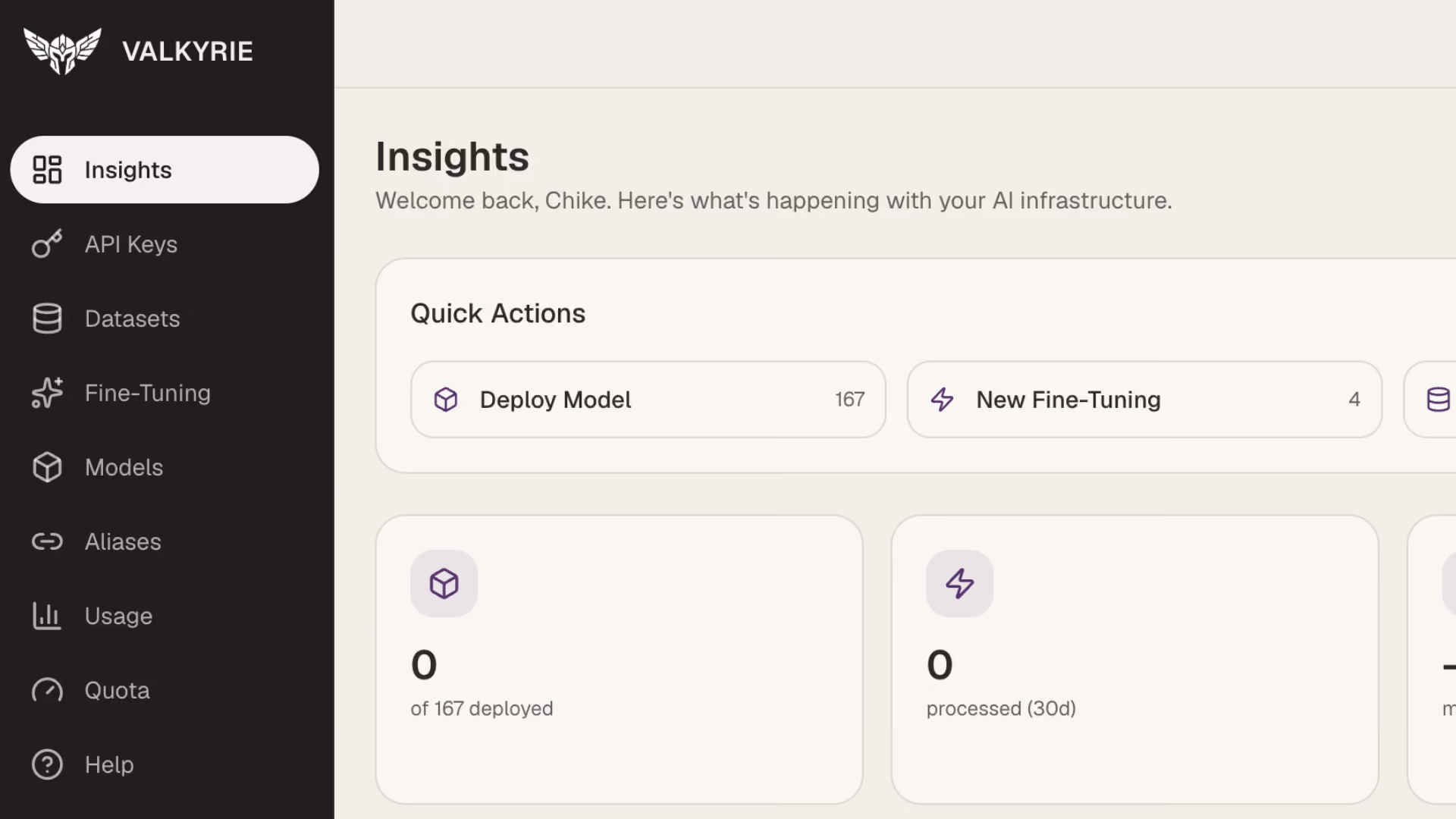 Screenshot of Valkyrie app