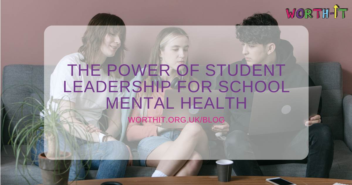 group of three student leaders with lap tops