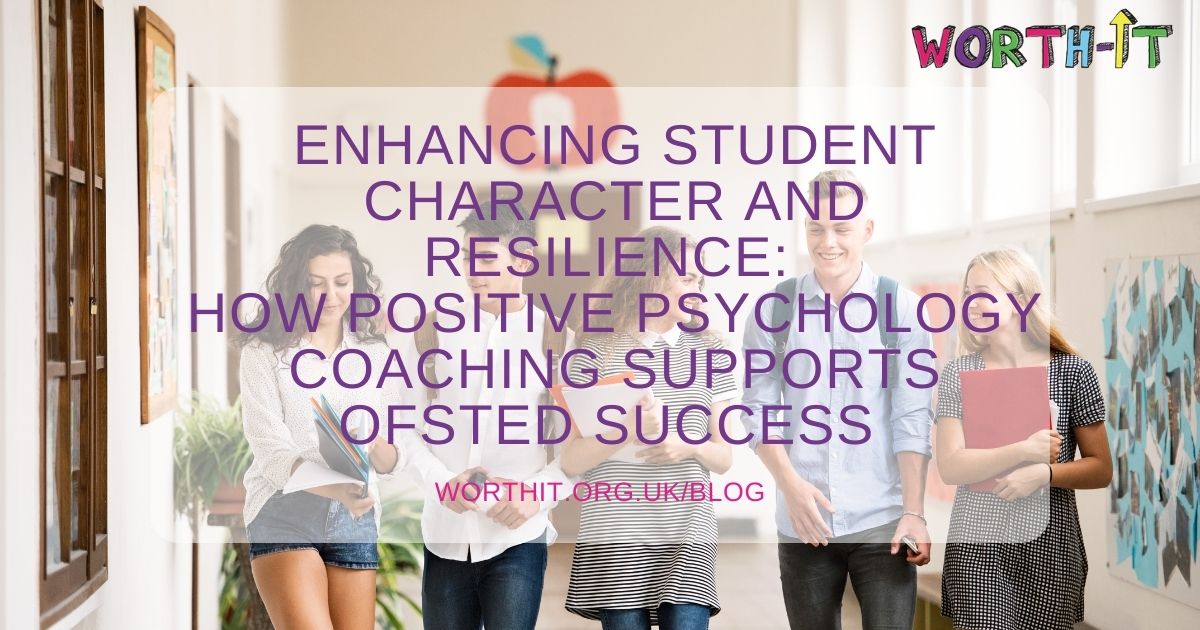 Happy students walking through a school corridor