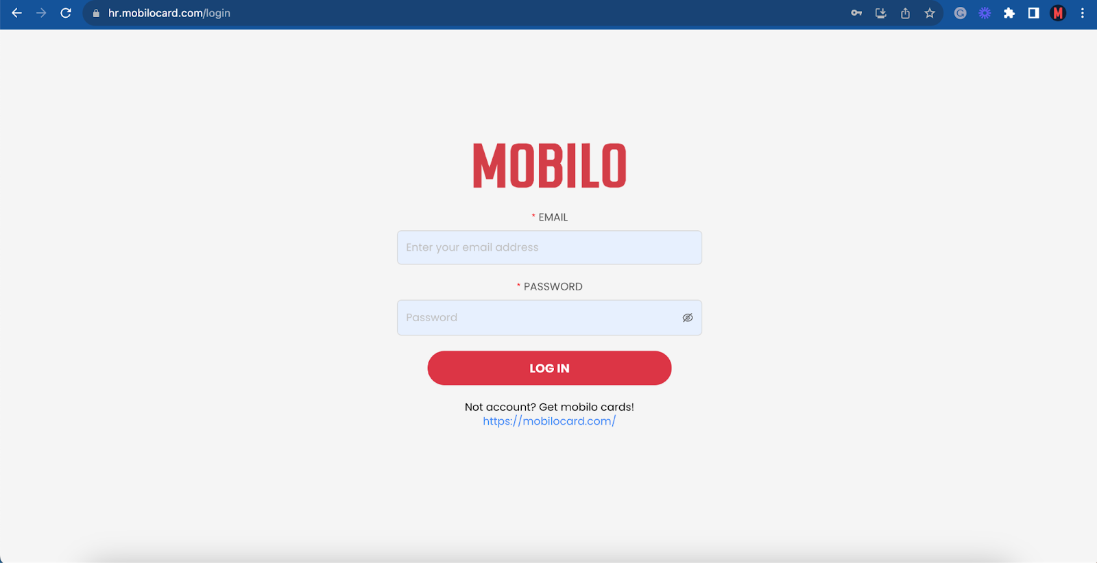 mobilo login panel