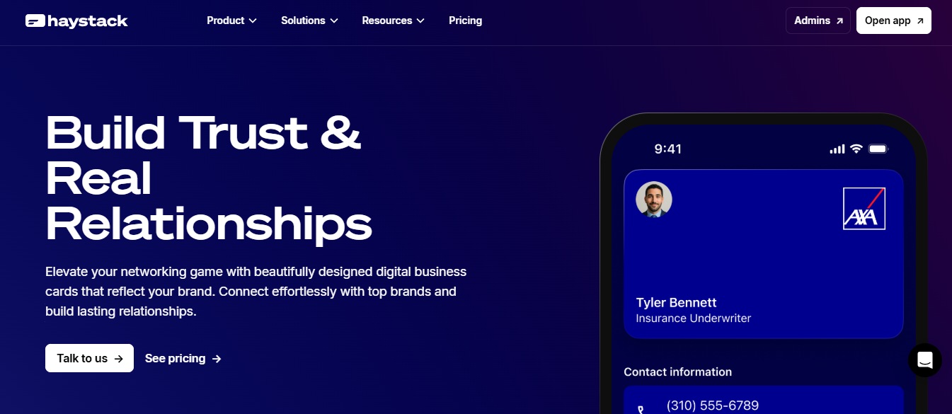 haystack - Examples of Digital Business Cards