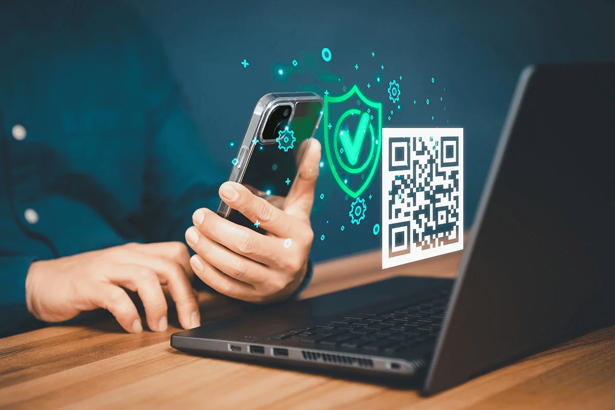 Person using phone to scan easily - New QR Code Technology