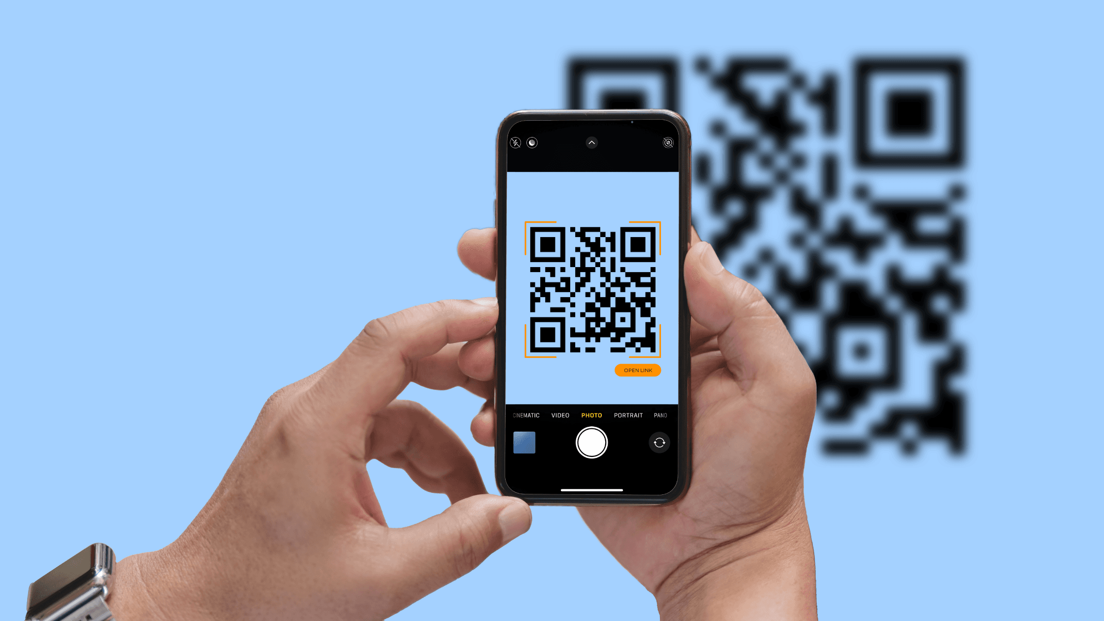 Smartphone scanning a QR code - New QR Code Technology