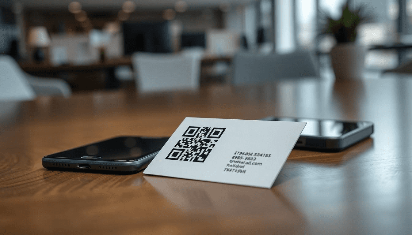 Business card with QR code displayed - QR Code Instead of Business