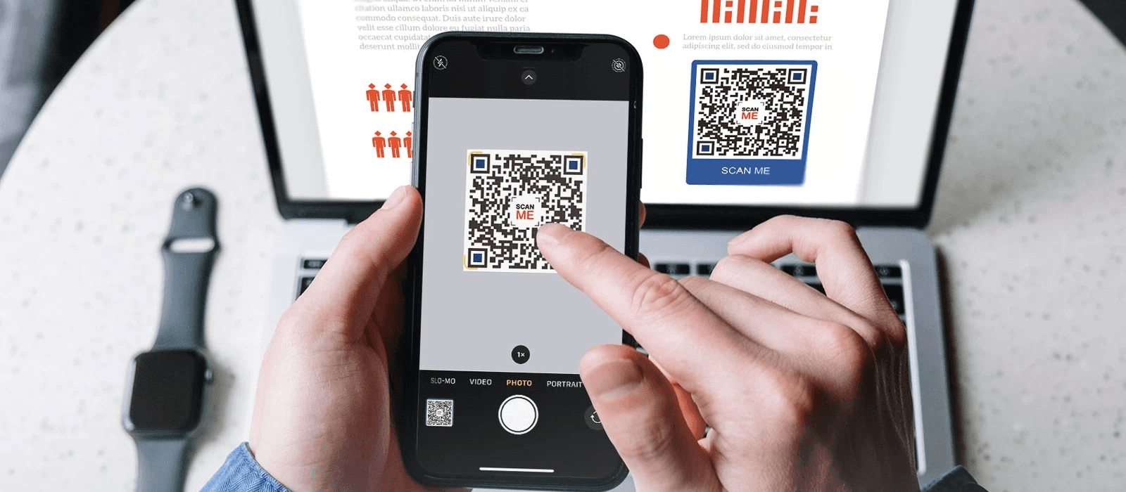  Person scanning QR code with smartphone - How Much Does a QR Code Cost