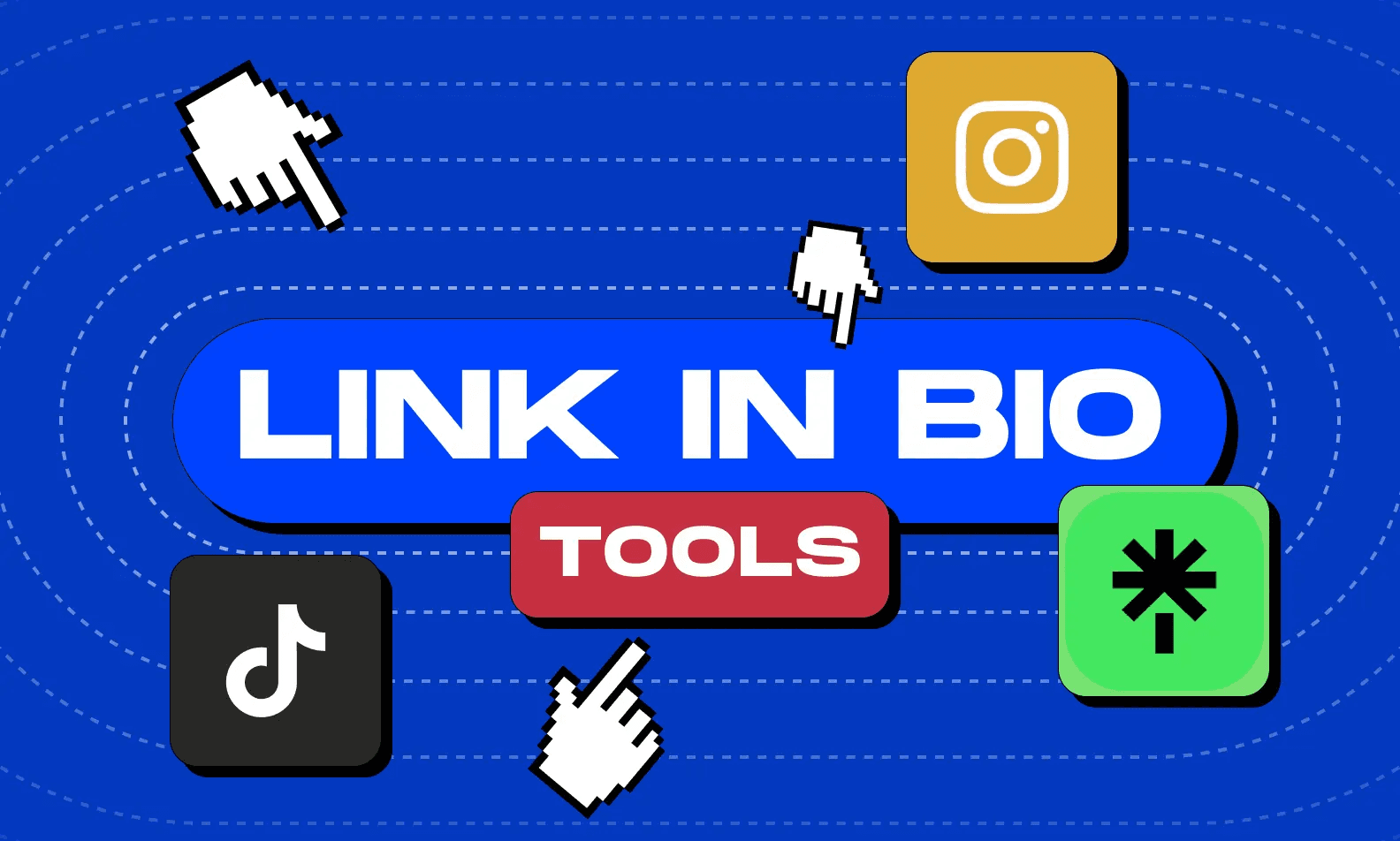 Graphic promoting "link in bio" tools - Best Link in Bio Tool