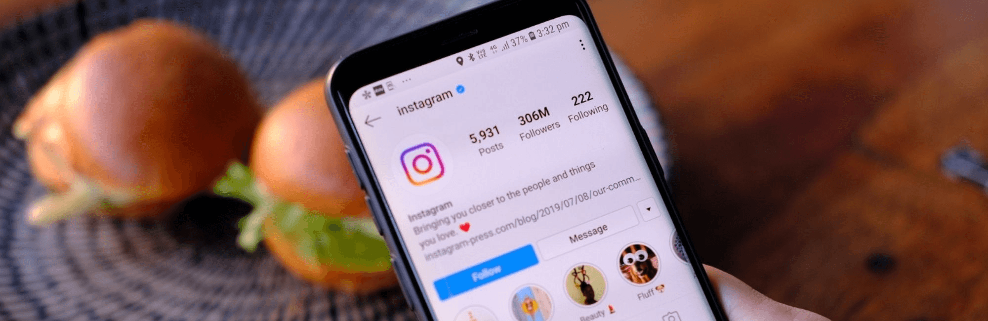 Smartphone showing official Instagram profile - Best Link in Bio Tool