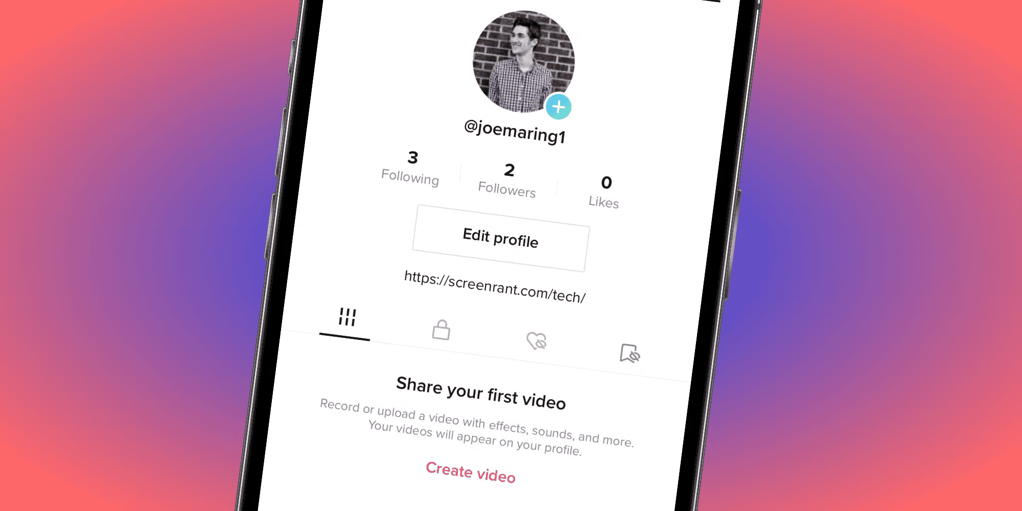  User profile on mobile social app -  How to Add a Link to Tiktok Bio