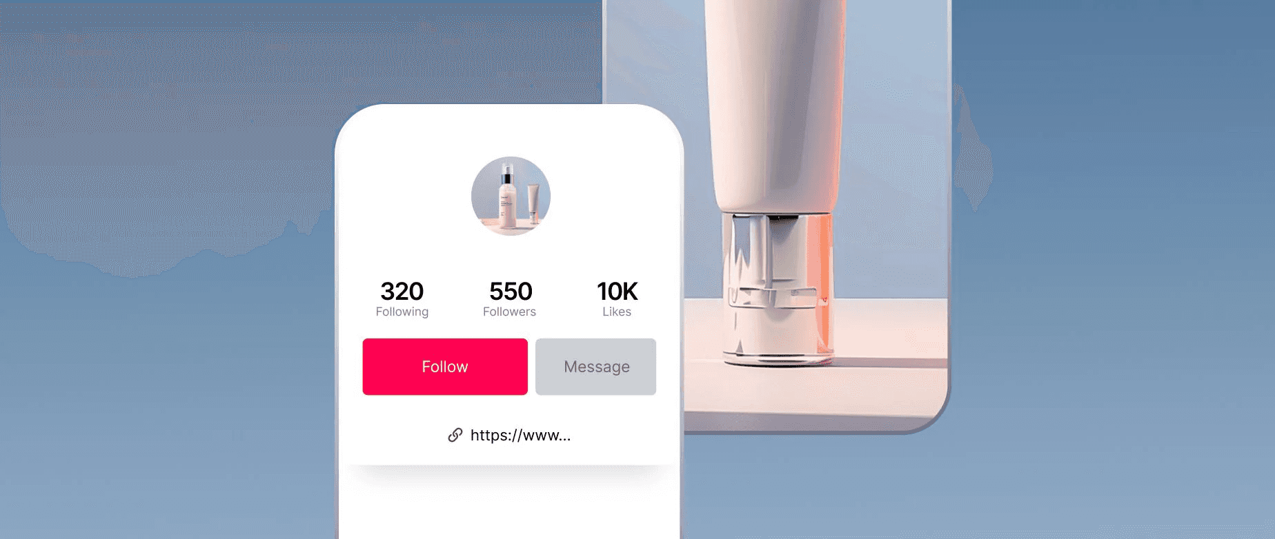 Social media account with follow button -  How to Add a Link to Tiktok Bio