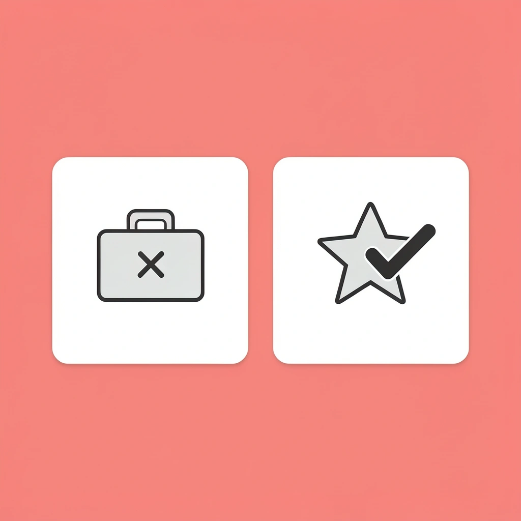 Before and after comparison: left side shows generic template with X mark, right side shows distinctive portfolio with checkmark