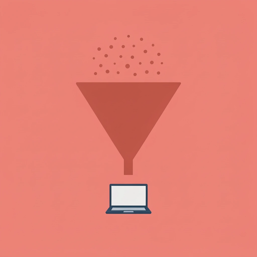 Funnel diagram showing website visitors filtering down to converted customers