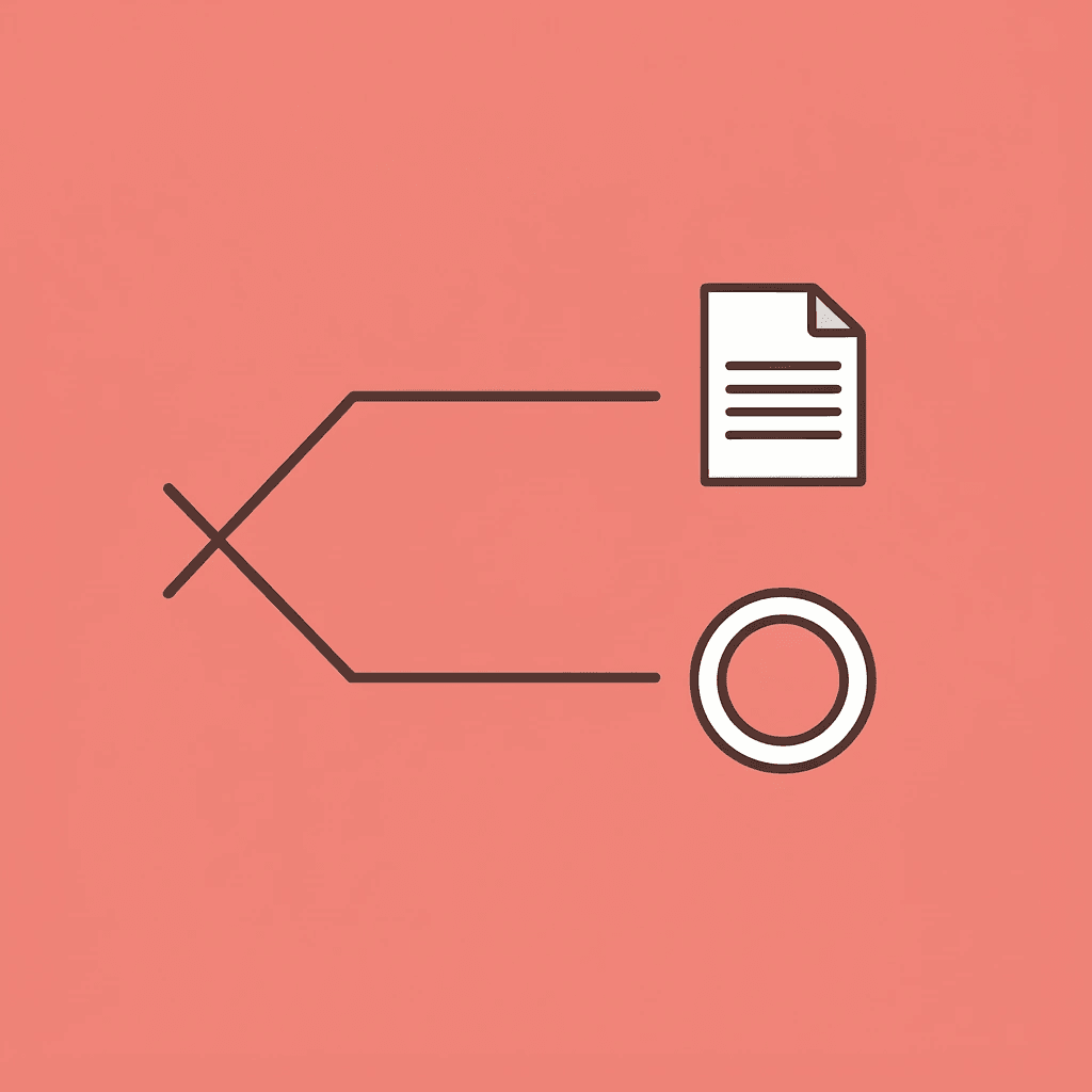 Split path showing a multi-page website on one side and a one-page website on the other, representing different design approaches