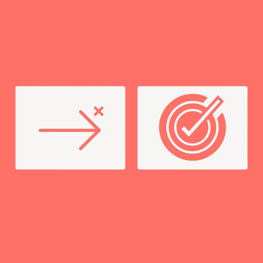 Before and after comparison showing a generic link page on the left with an X, and an optimized conversion tool on the right with a checkmark