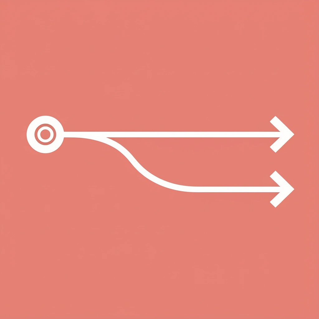 One link splitting into multiple possible destinations, showing the forced choice problem