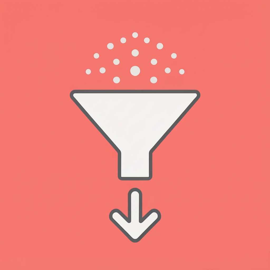 Funnel showing traffic entering but dispersing inefficiently, with conversions declining