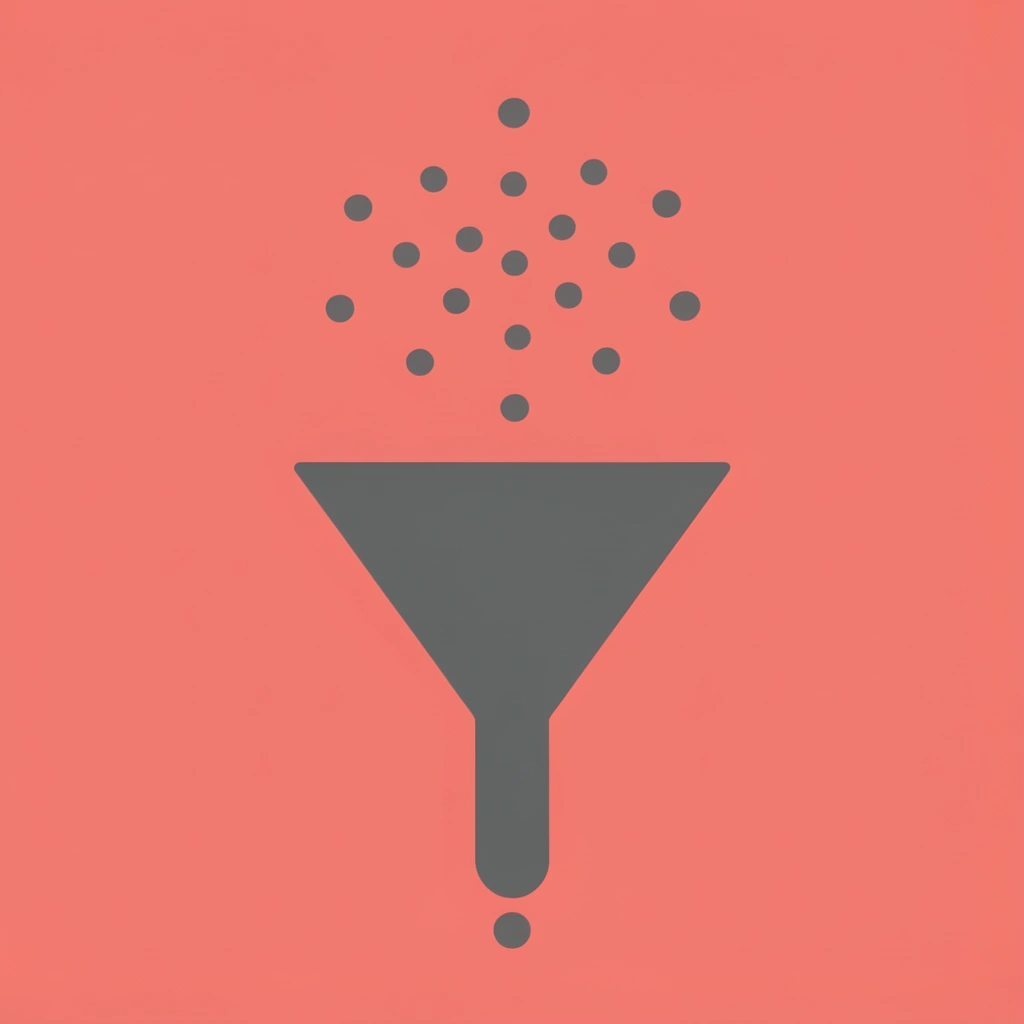 Funnel showing many business contacts entering at the top, with only 10% reaching the CRM at the bottom, illustrating the 90% loss