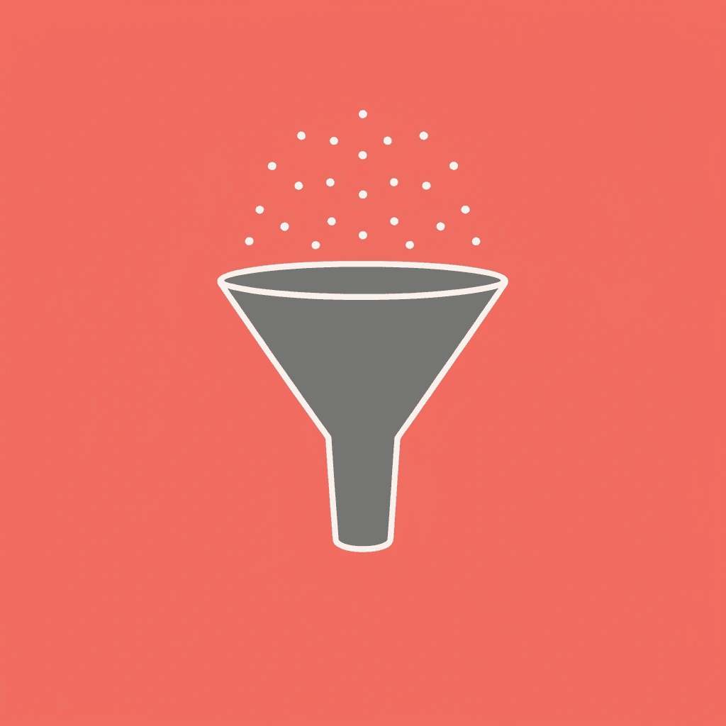 Funnel showing user drop-off: users entering bio link, filtering through clicks, with the majority abandoning