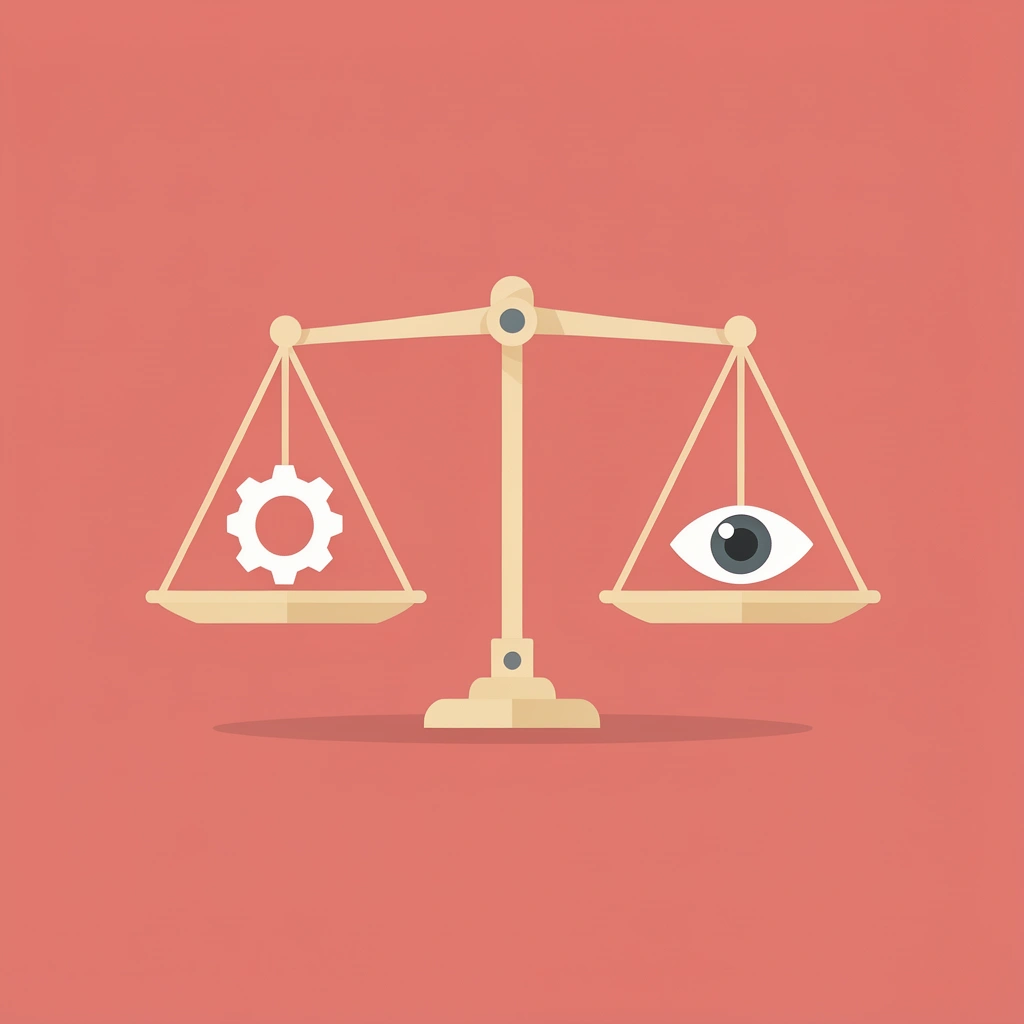 Balance scale comparing infrastructure needs on one side and visual preferences on the other