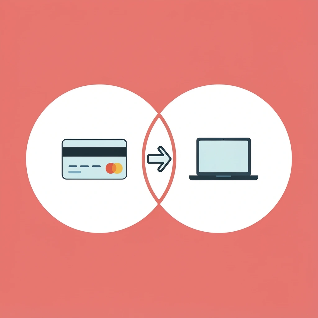 Two overlapping circles showing how business cards and digital tools work together to create a complete networking strategy