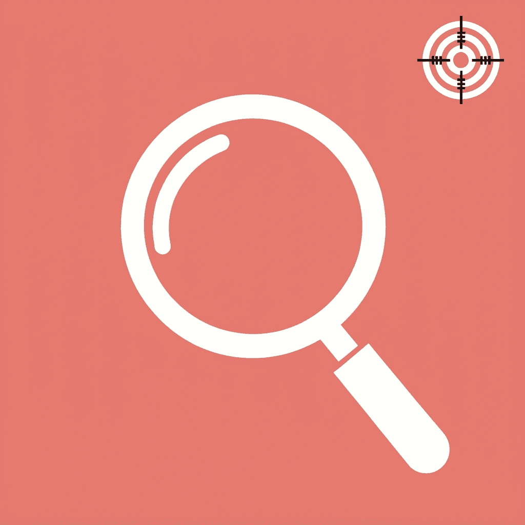 Magnifying glass focusing on tracking metrics like calls, emails, LinkedIn requests, and meeting invitations