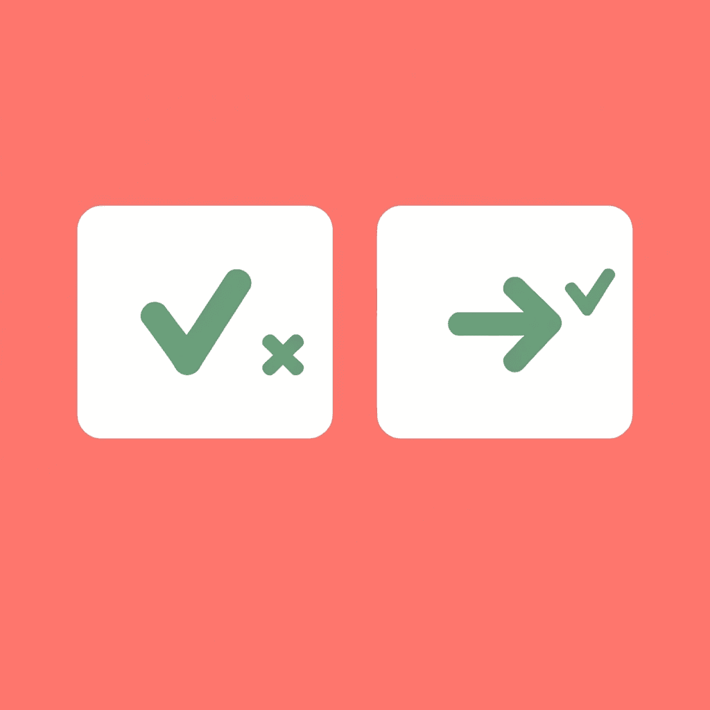 Before: polished card with confusing message marked with X. After: clear card with strong value proposition marked with checkmark