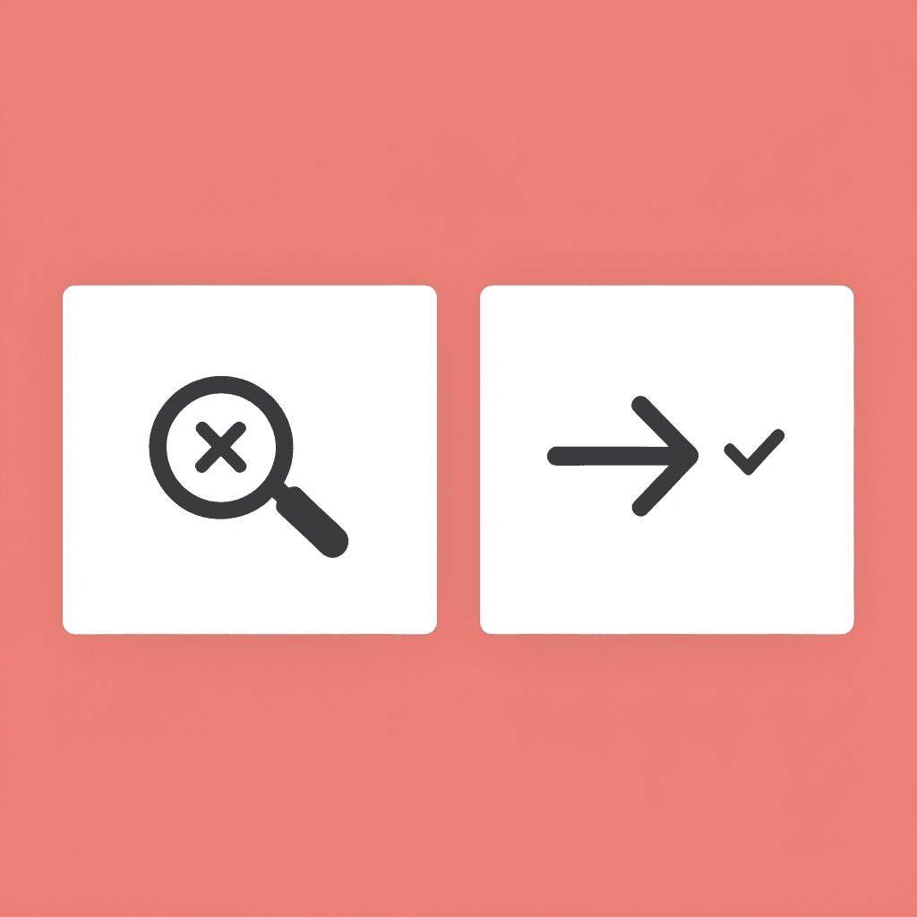  Before and after comparison showing forgotten business card on left with X, and remembered prospect with checkmark on right