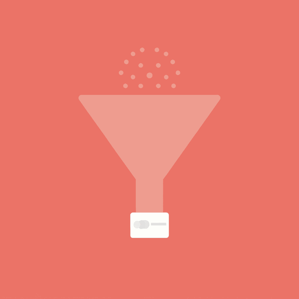 Funnel showing how most business cards are discarded, with only a small percentage leading to real connections